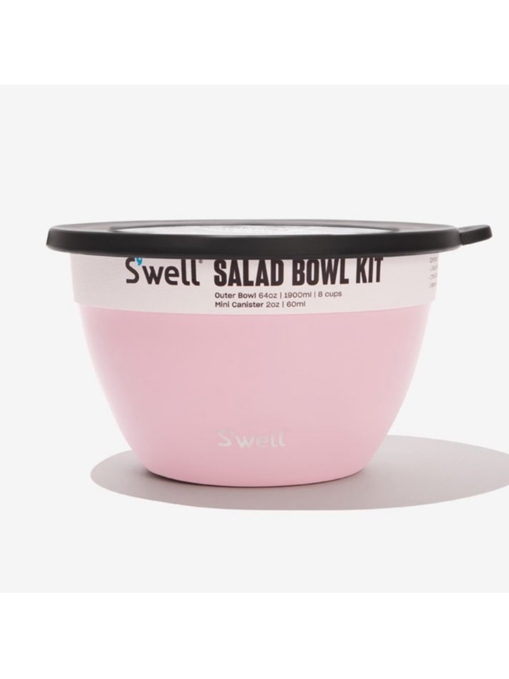 S'well Pink Salad Bowl Kit with Black Lid